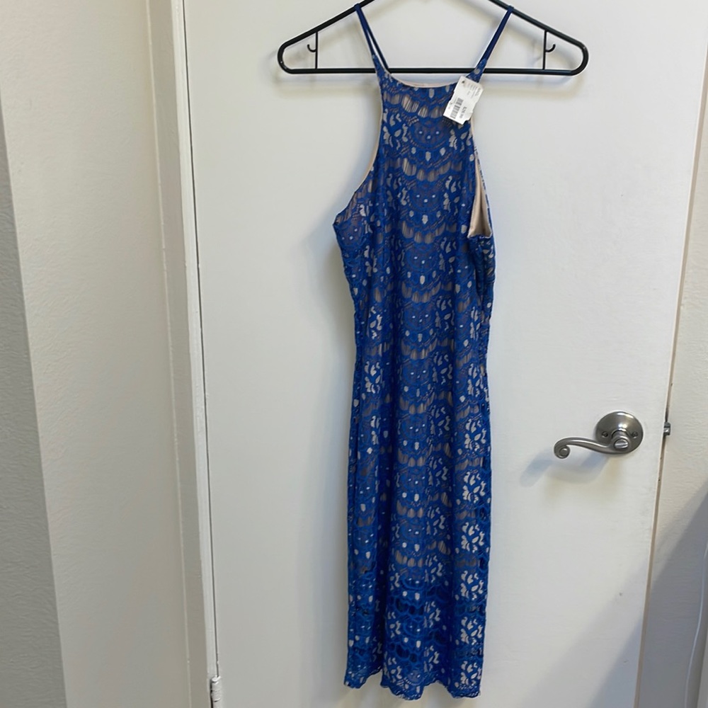 Blue lacy midi dress